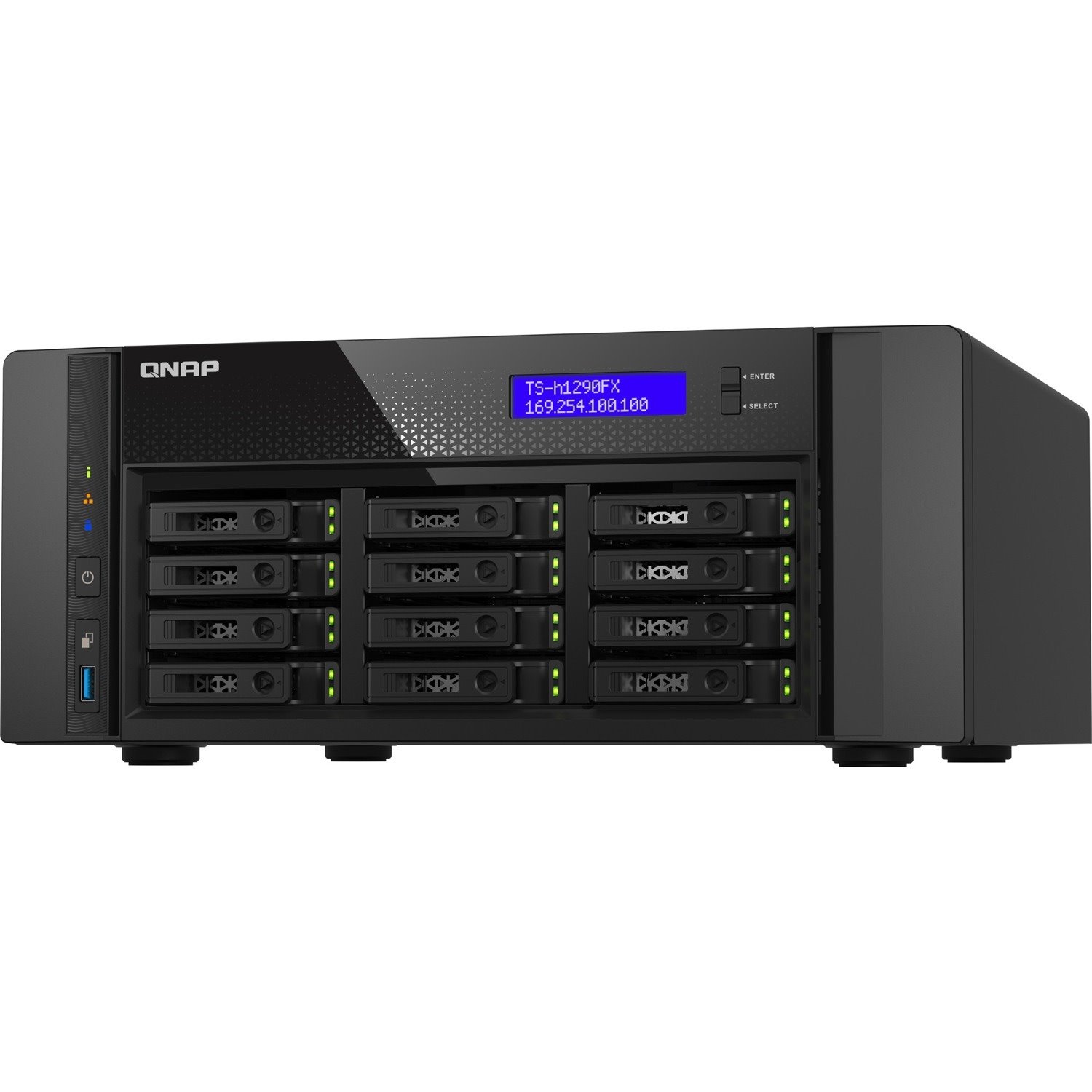 QNAP TS-h1290FX-7232P-64G 12 x Total Bays SAN/NAS Storage System - 5 GB Flash Memory Capacity - AMD EPYC Octa-core (8 Core) - 128 GB RAM - DDR4 SDRAM Tower