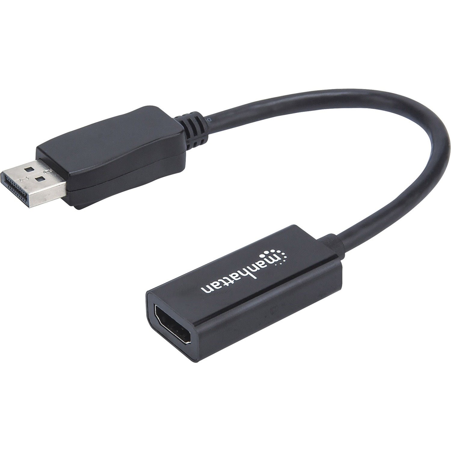 Manhattan DisplayPort 1.1 to HDMI Adapter Cable, 1080p@60Hz, Male to Female, Black, DP With Latch, Not Bi-Directional, Three Year Warranty, Polybag