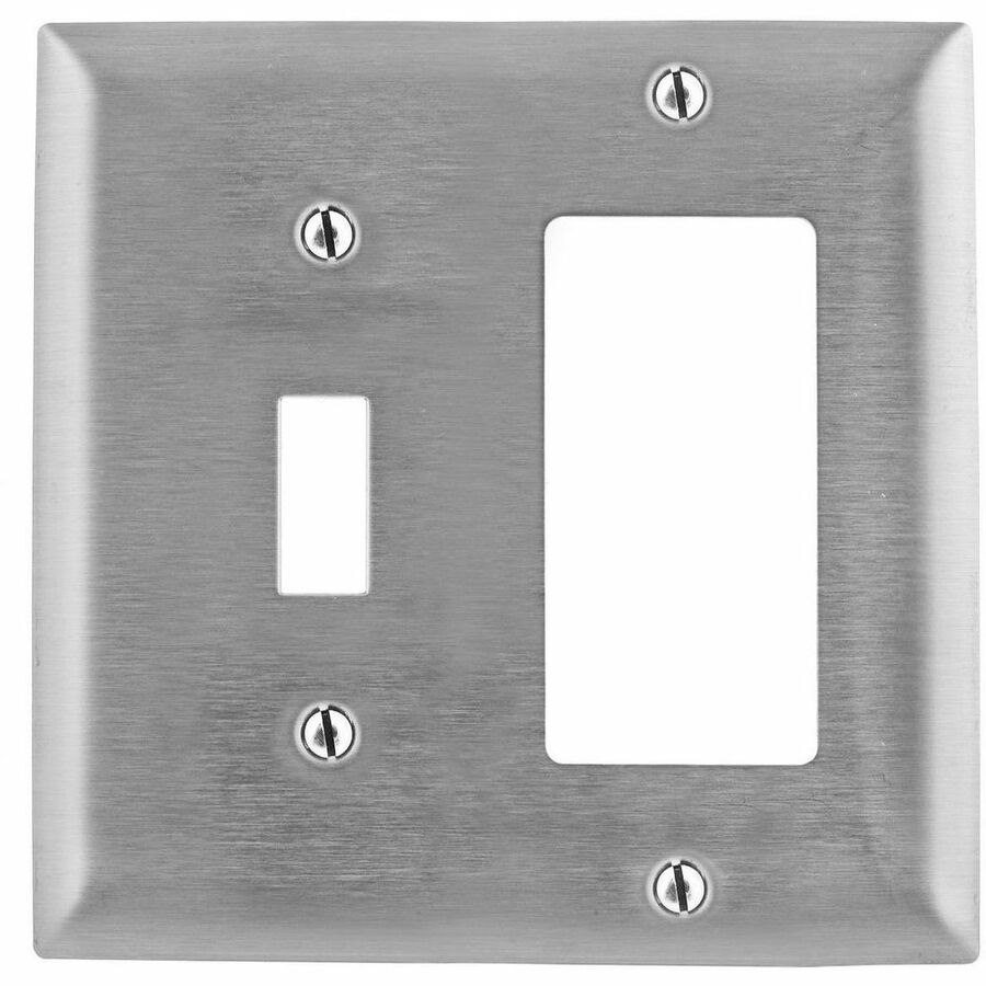 Hubbell Wallplate, 2-G, Sw/Gfci, 430SS