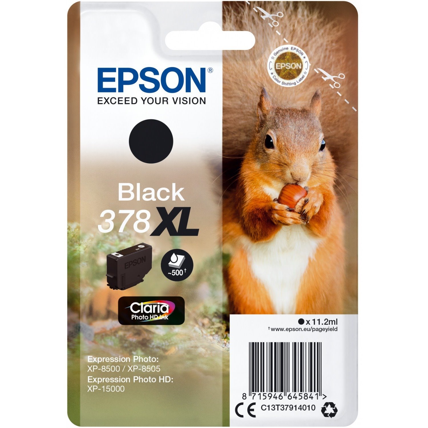 Epson Claria Photo HD 378XL Original High Yield Inkjet Ink Cartridge - Single Pack - Black - 1 Pack