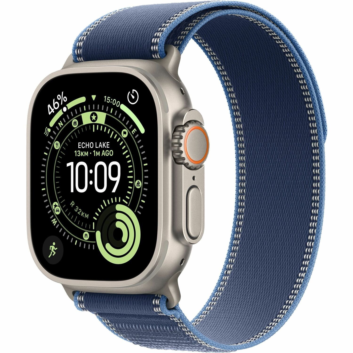Apple Watch Ultra 3 Smart Watch - 49 mm Case Height - 44 mm Case Width - Natural Case Color - Blue, Bright Blue Band Color - Titanium Case Material - Wireless LAN - 4G - LTE