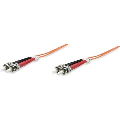 Intellinet Network Solutions Fiber Optic Patch Cable, ST/ST, OM1, 62.5/125, Multimode, Duplex, Orange, 3 ft (1 m)