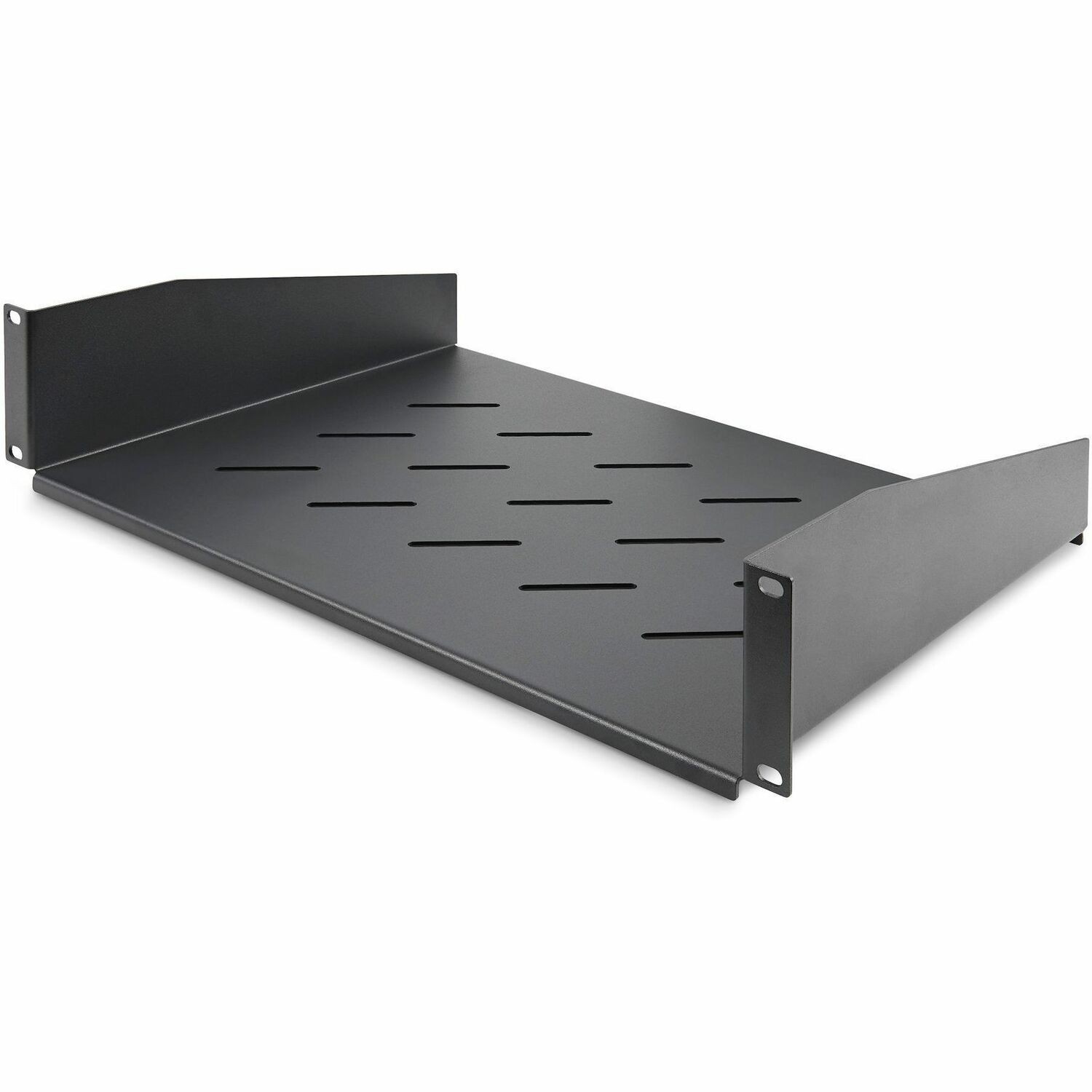 StarTech 2U Vented Server Rack Shelf, 12" (31.5cm) Mounting Depth, Cantilever Tray, 25lb/11.3kg Capacity, Includes Cage Nuts/Screws