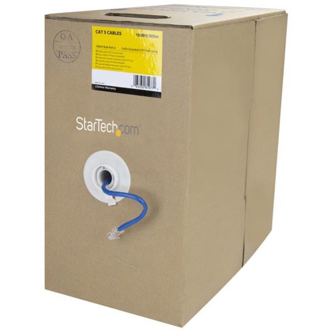 StarTech.com 1000 ft Bulk Roll of Blue Cat5e Stranded UTP Patch Cable