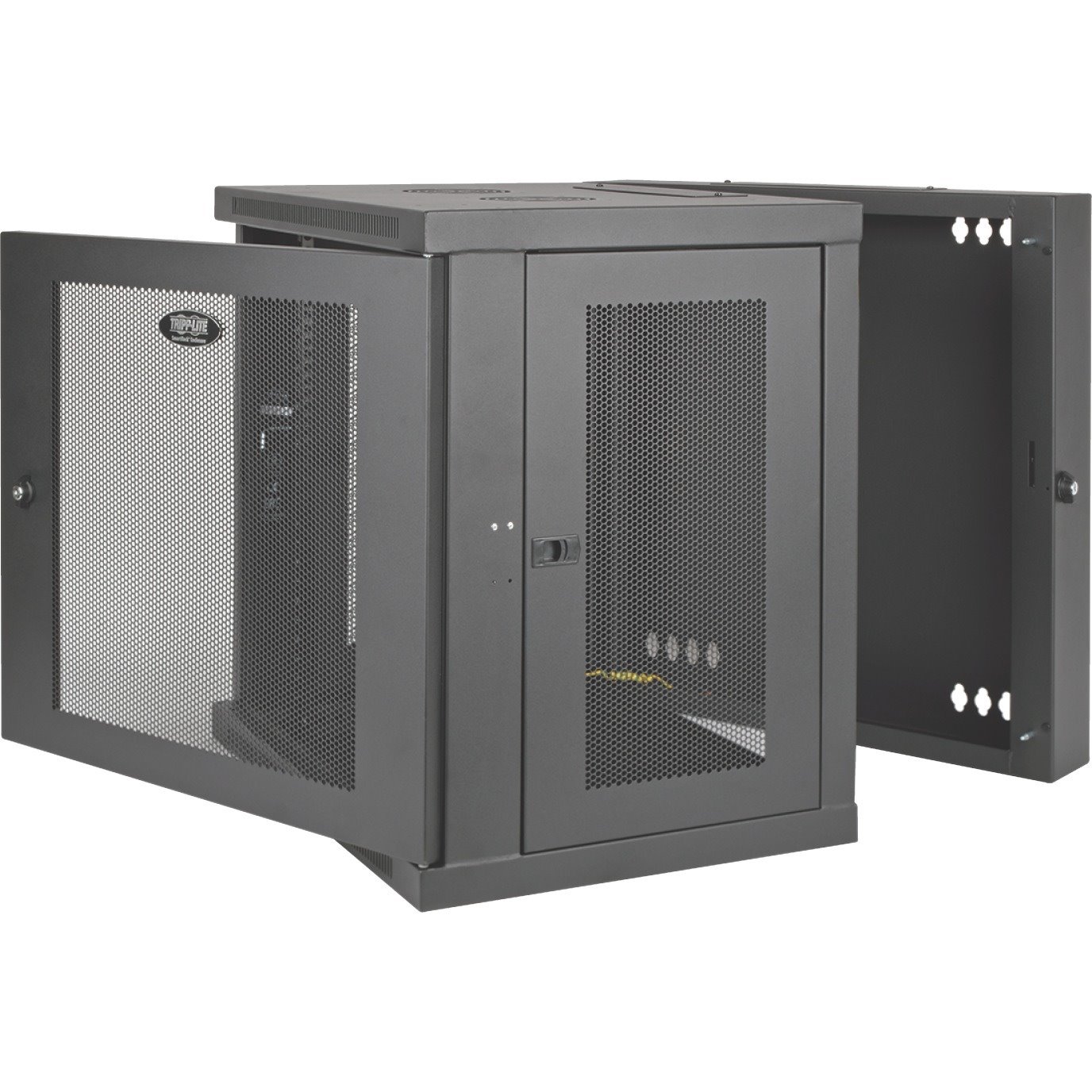 Eaton Tripp Lite Series SmartRack 12U Low-Profile Switch-Depth Wall-Mount Small Rack Enclosure, Hinged Back