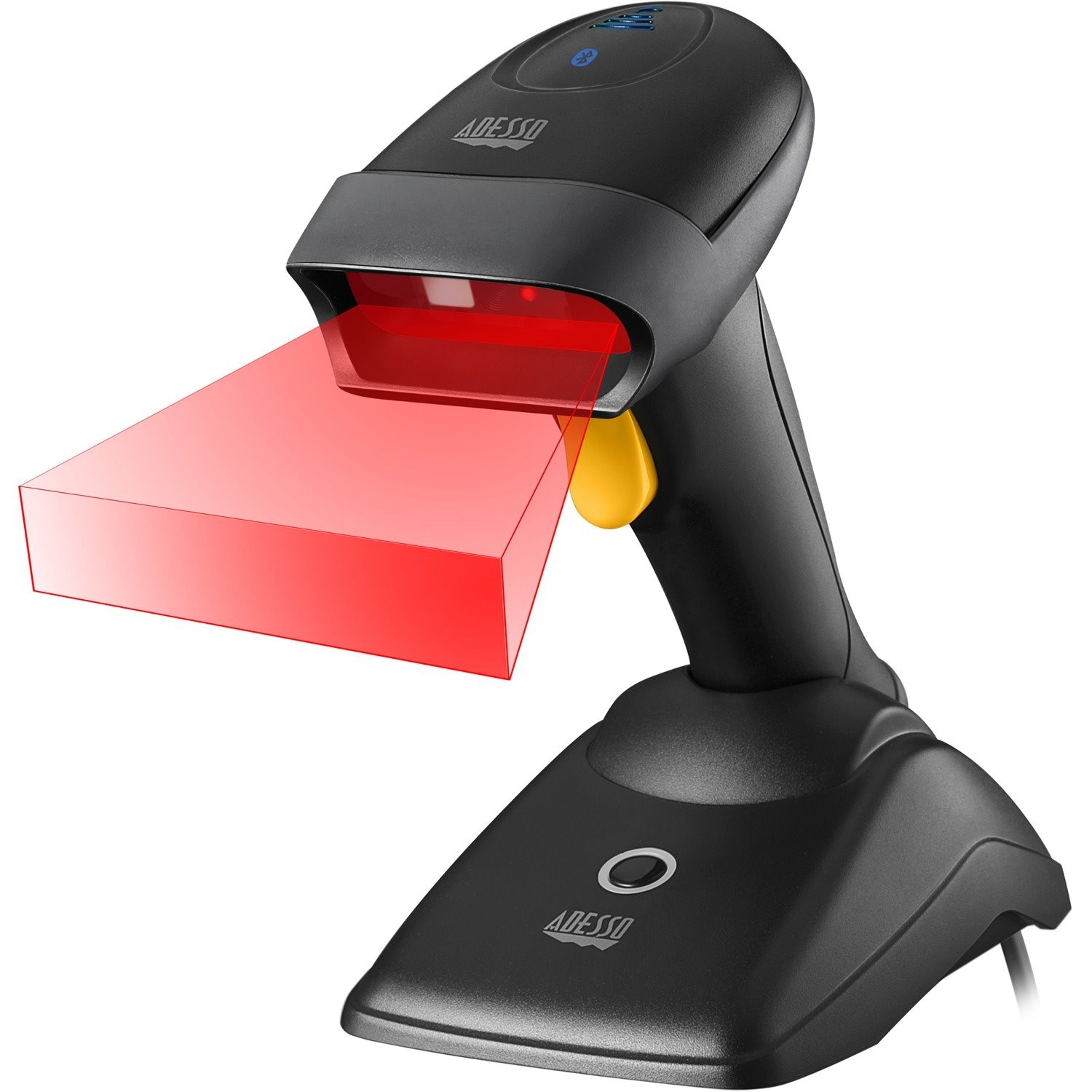 Adesso NuScan 2500TB Logistics, Warehouse Handheld Barcode Scanner - Wireless Connectivity - Black - USB Cable Included