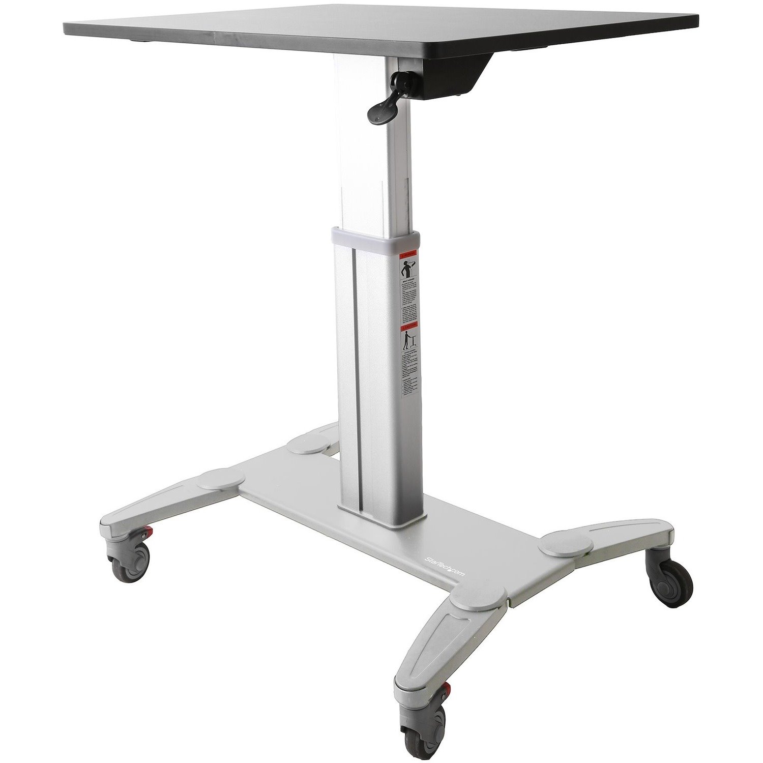 StarTech.com Mobile Standing Desk - Portable Sit-Stand Ergonomic Height Adjustable Cart on Wheels - Rolling Computer/Laptop Workstation