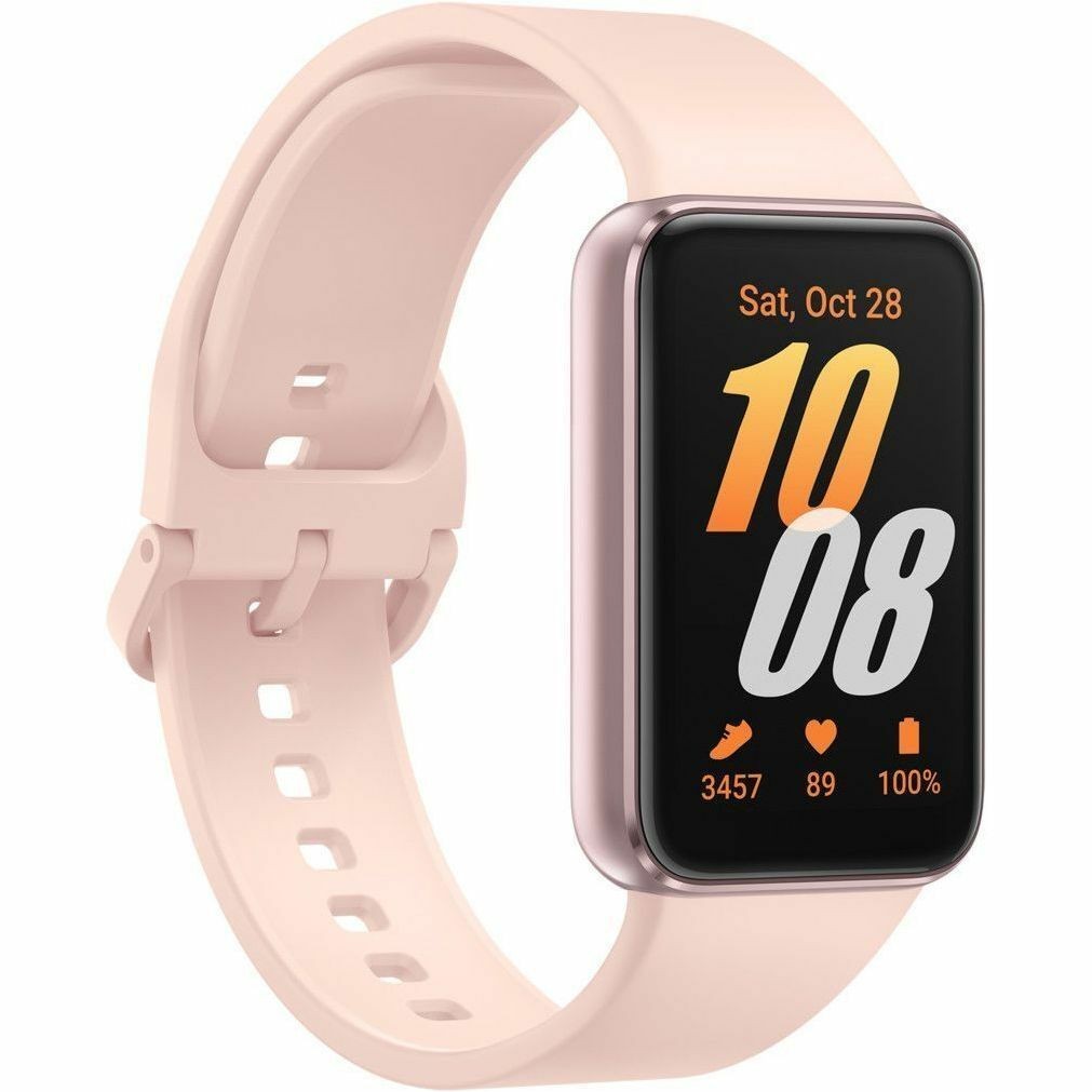 Samsung Galaxy Fit3 SM-R390 Smart Watch - Rectangular Case Shape - 40 mm Case Height - Unisex - Pink, Pink Gold Body Color - Pink Case Color - Pink Band Color - Aluminium Body Material - Aluminium Case Material - Silicon Band Material
