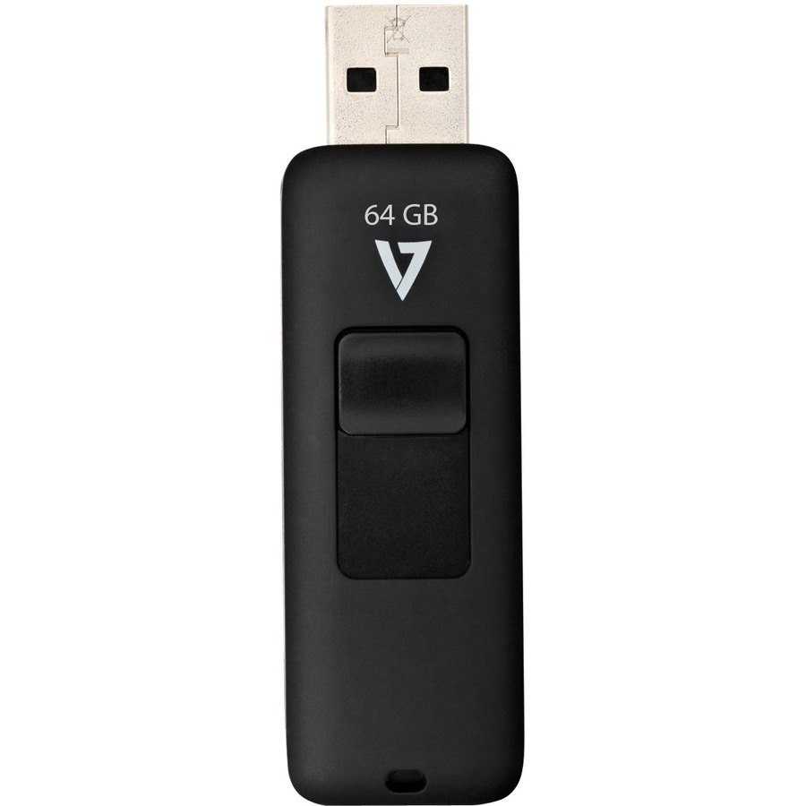 V7 VF264GAR-BLK-3N64GB USB 2.0 Flash Drive - With Retractable USB connector