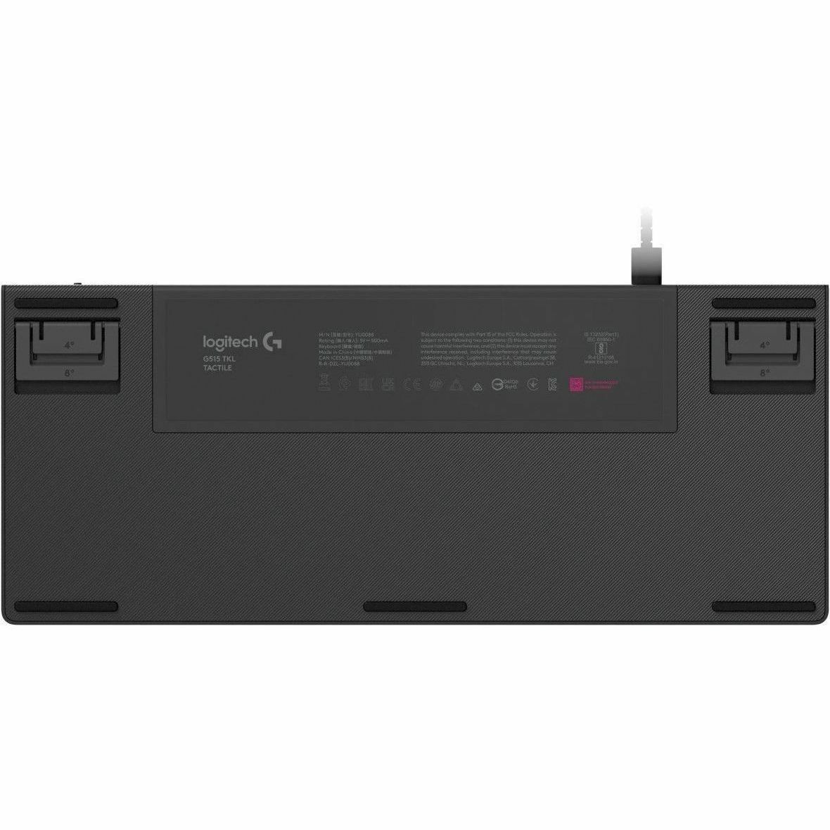 Logitech G G515 TKL Gaming-toetsenbord - Tenkeyless - Kabel Verbinding - USB Interface - RGB LED - Engels (US) - QWERTY indeling - Zwart