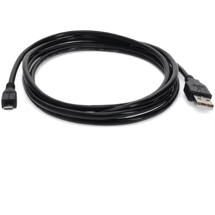 AddOn 1ft USB A 2.0 Male to Micro-USB B 2.0 Male Black Cable
