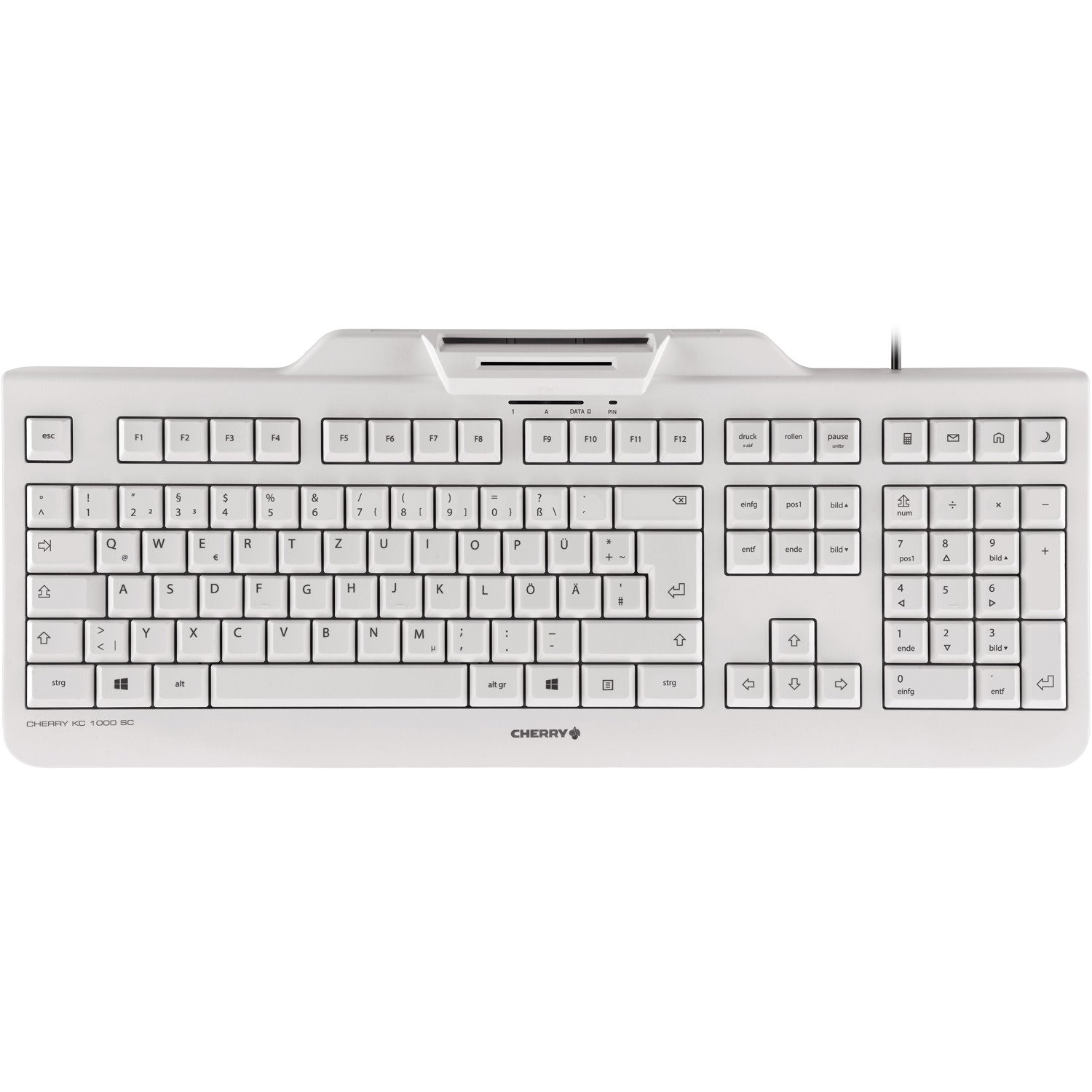 CHERRY KC 1000 SC Keyboard - Cable Connectivity - USB Interface - Spanish - Pale Gray