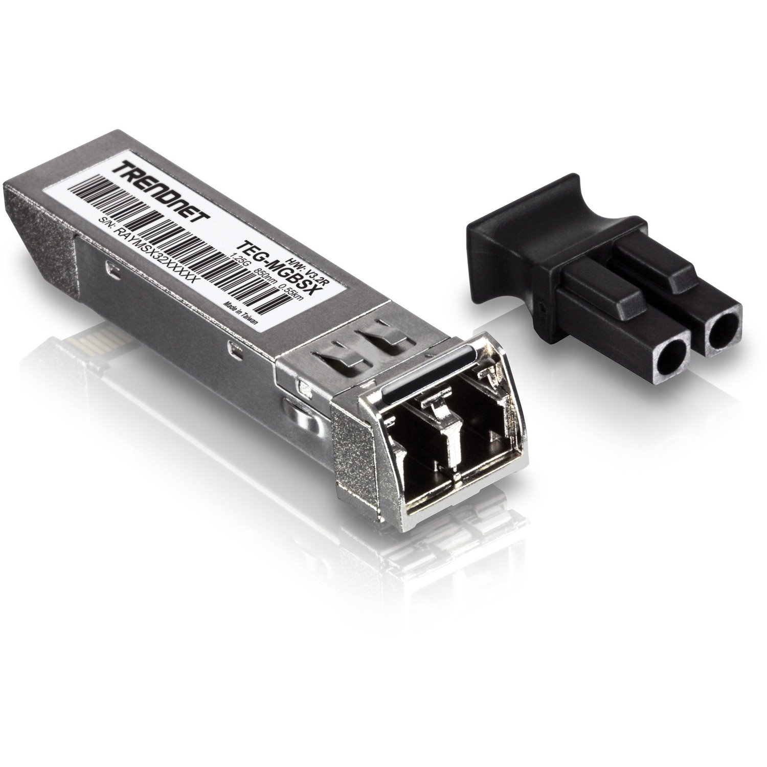 TRENDnet SFP Multi-Mode LC Module, Up To 550m (1800 Ft), Mini-GBIC, Hot Pluggable, IEEE 802.3z Gigabit Ethernet, Supports Up To 1.25 Gbps, Lifetime Protection, Silver, TEG-MGBSX