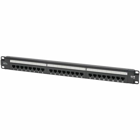 Eaton Tripp Lite Series Cat5e 24-Port Patch Panel - PoE+ Compliant, 110/Krone, 568A/B, RJ45 Ethernet, 1U Rack-Mount, TAA