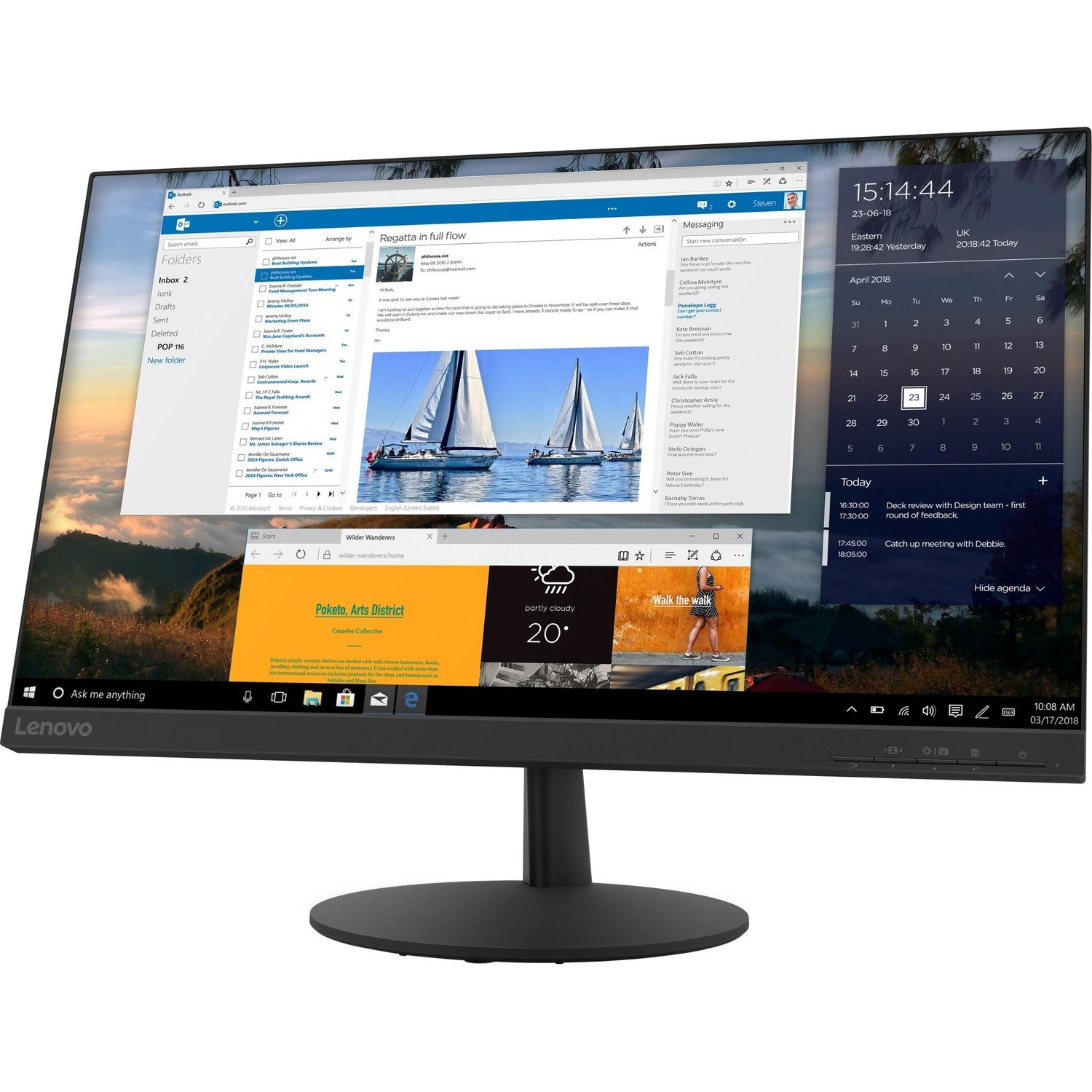 Lenovo L24q-30 24" Class WQHD LCD Monitor - 16:9 - Raven Black