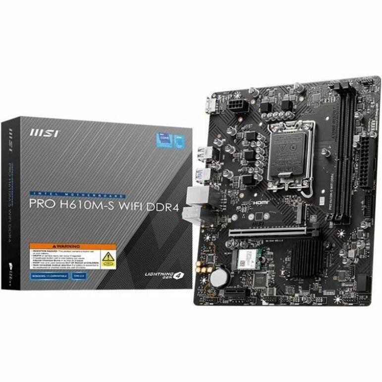 MSI Pro H610M-S DDR4 WIFI Gaming Desktop Motherboard - Intel H610 Chipset - Socket LGA-1700 - Micro ATX