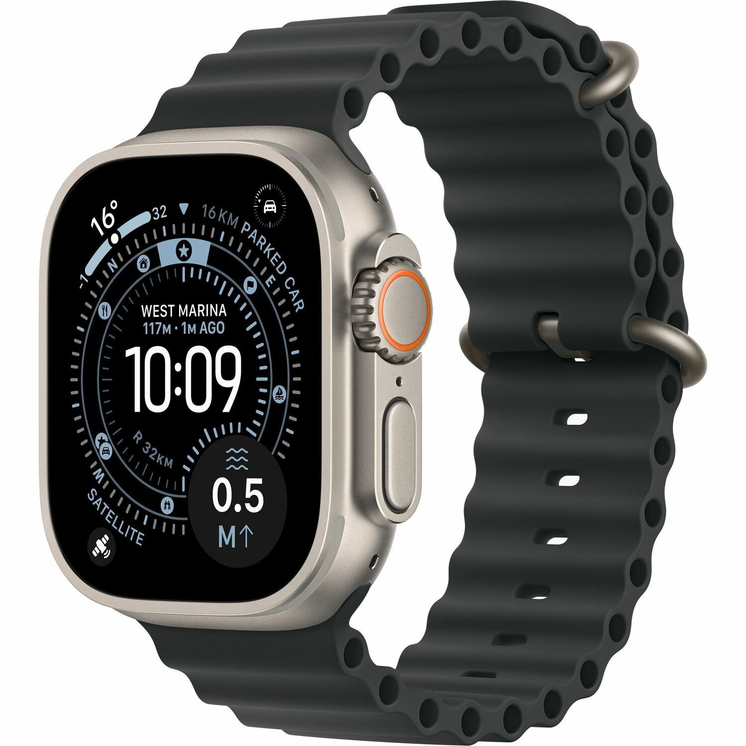 Apple Watch Ultra 3 Smart Watch - 49 mm Case Height - 44 mm Case Width - Black Case Color - Black Band Color - Titanium Case Material - Wireless LAN - 5G - LTE