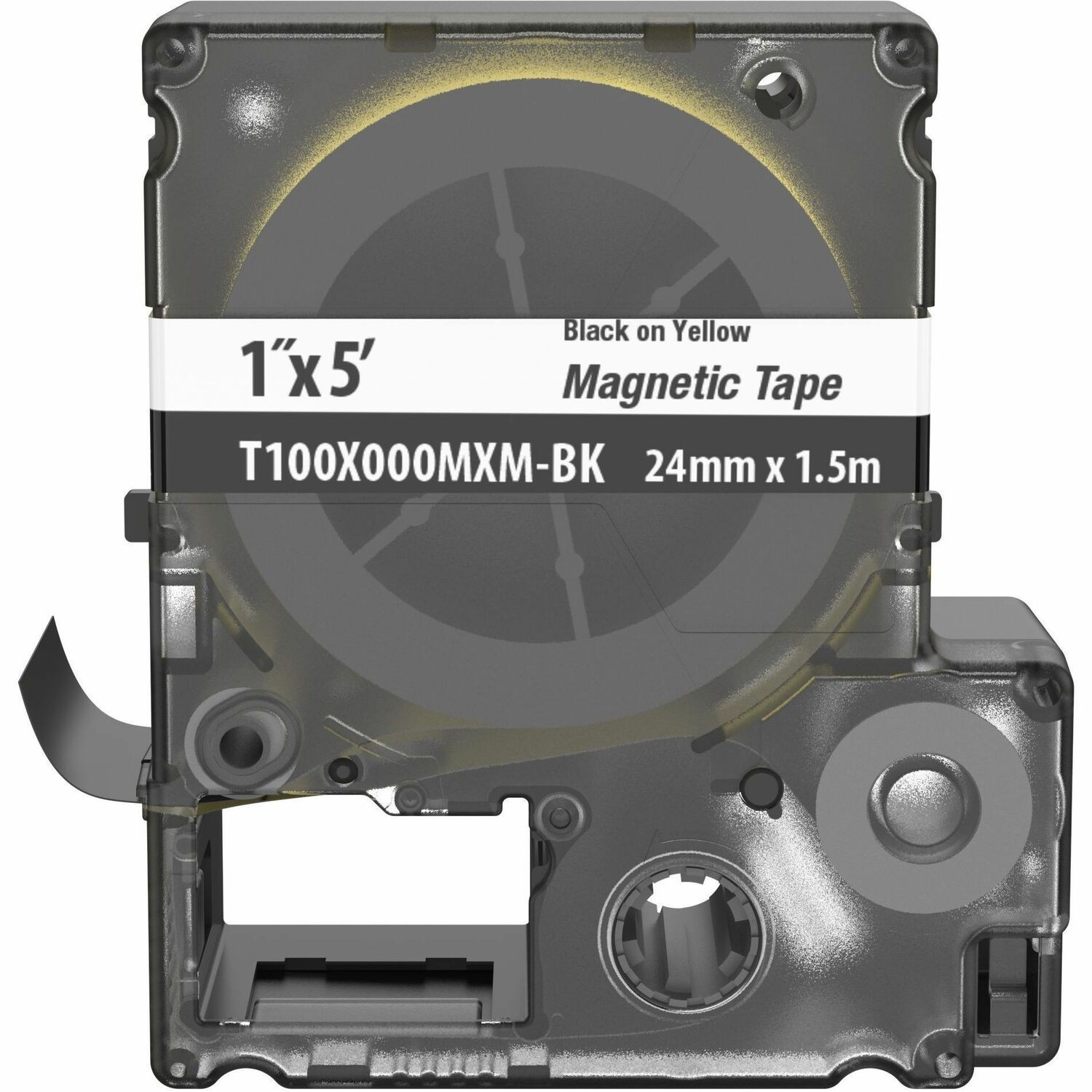 Panduit PXE&trade; T100X000MXM-BK MP Printer Cont. Tape, Safety & ID, Magnetic, Blk/Ylw, 1" W