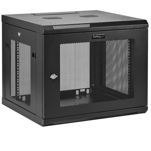 StarTech.com 4-Post 9U Wall Mount Network Cabinet, 19" Wall-Mounted Server Rack for Data / Computer Equipment, Small IT Rack Enclosure