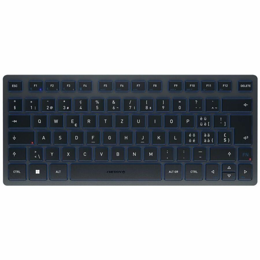 CHERRY KW 7100 Keyboard - Wireless Connectivity - Swiss - QWERTZ Layout - Slate Blue
