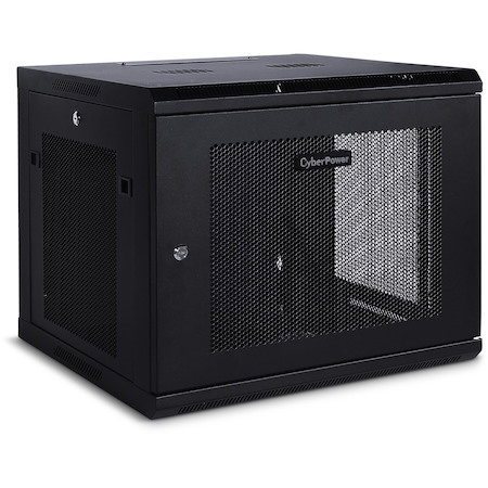 CyberPower CR9U61001 9U Wall Mountable Rack Cabinet for LAN Switch, Patch Panel - 482.60 mm Rack Width x 558.80 mm Rack Depth - Black Powder Coat