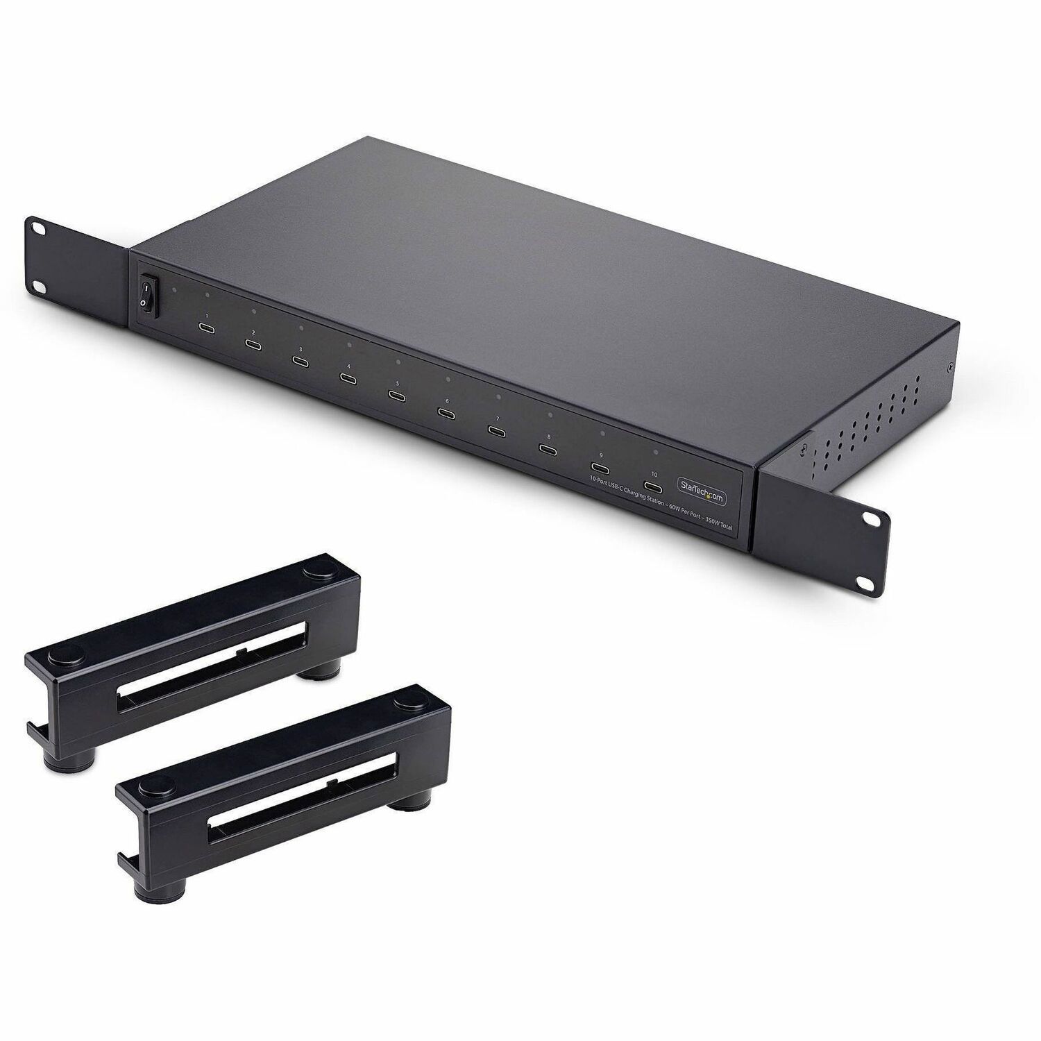StarTech.com 10-Port USB-C Oplaadstation, 60W Per Poort, 350W Totaal Vermogen, Multipoort USB Type-C Oplader / Oplaadblok, TAA Compliant