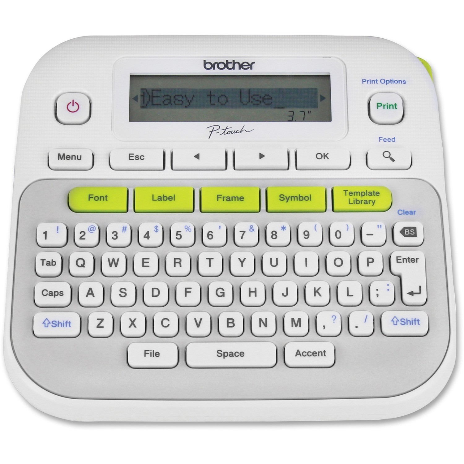 Brother PT-D210 GRAY/WHITE ACCENT GREEN DESKTOP LABELLER - 3.5-12MM TZE TAPE MODEL 3 years Warranty