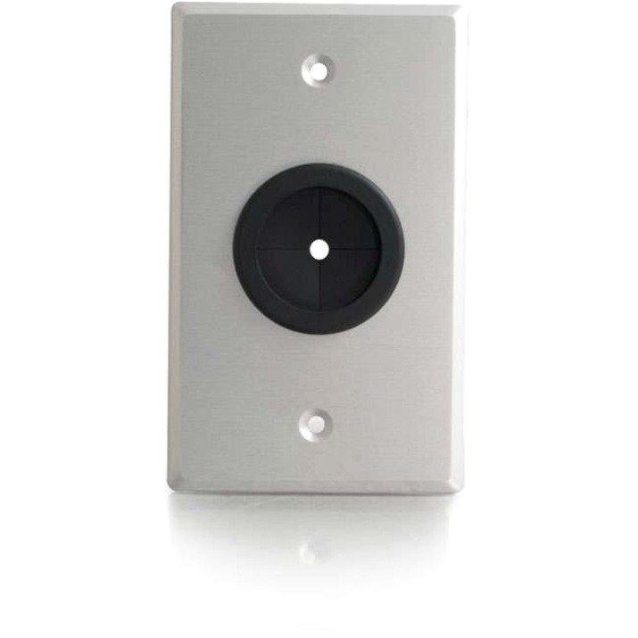 C2G 1in Grommet Cable Pass Through Single Gang Wall Plate - Brushed Aluminum
