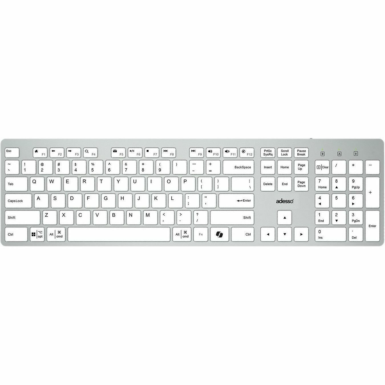 Adesso EasyTouch 730UW USB-C Multi OS Scissor Switch Keyboard With CoPilot AI Hotkey And USB-C, USB-A, 3.5mm Aux Ports