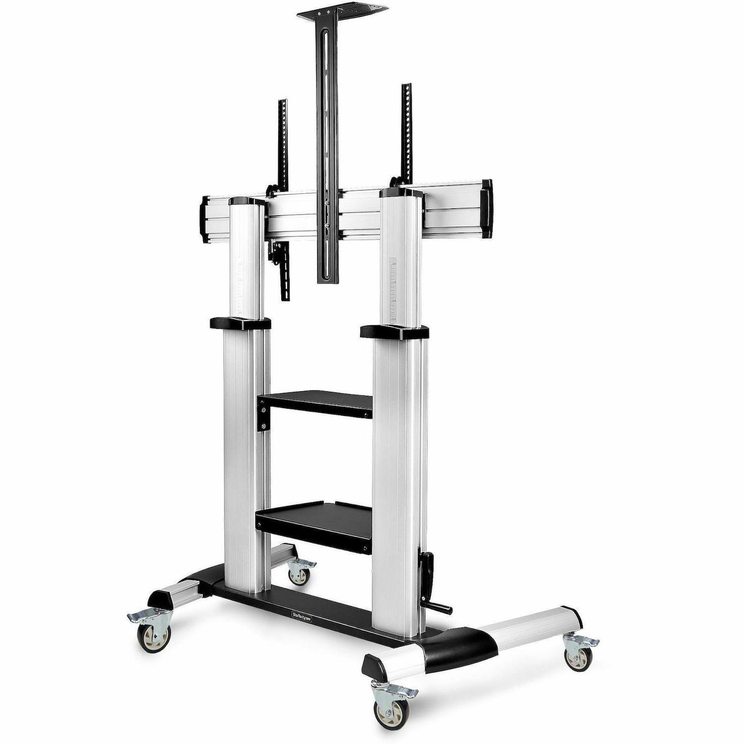 StarTech.com Rolling TV Cart/Stand On Wheels, For 60-100inch Flat Screens and 220lb, Height Adjustable Mobile Trolley Mount/Portable Stand