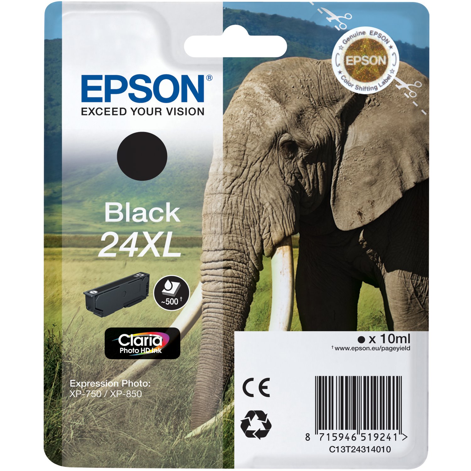 Epson Claria 24XL Hoch Kapazität Tintenstrahl Tintenpatrone - Schwarz - Original - 1 / Blisterpack