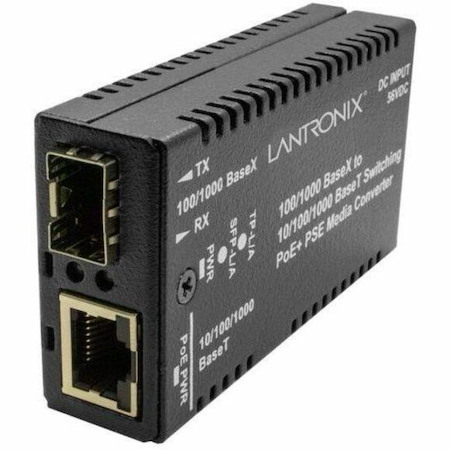 Mini Fast / Gigabit Ethernet PoE+ Media Converter 10/100/1000Base-T PoE+ RJ-45 Port + 100/1000Base-X SFP Slot