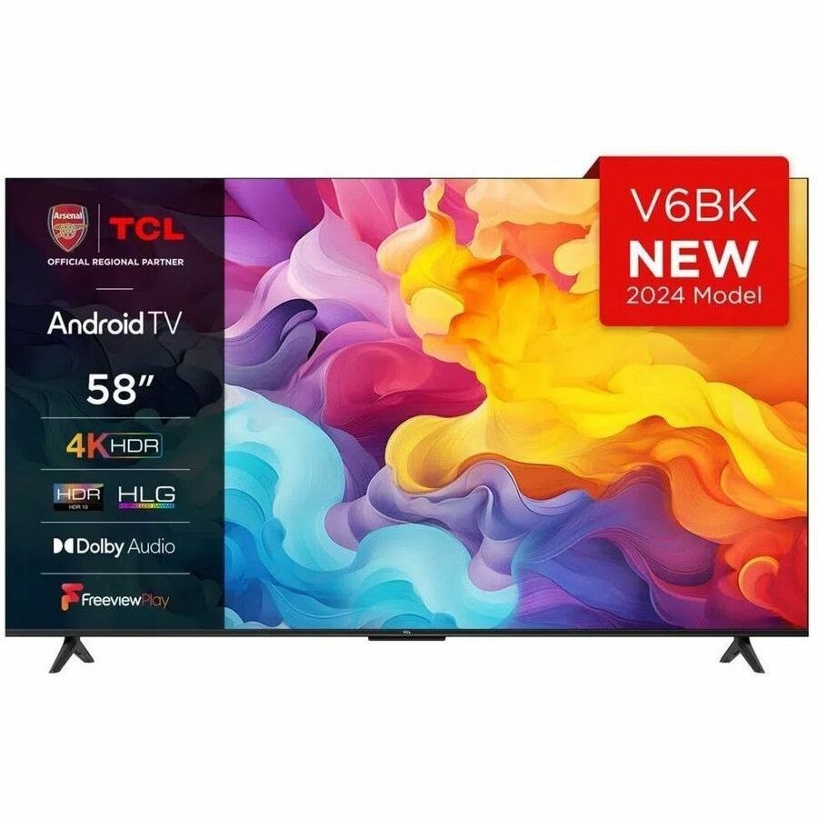TCL V6B 58V6BK 57.60" (146.30 cm) Smart LED-LCD TV 2024 - 4K UHDTV - High Dynamic Range (HDR) - Brushed Titanium Metal
