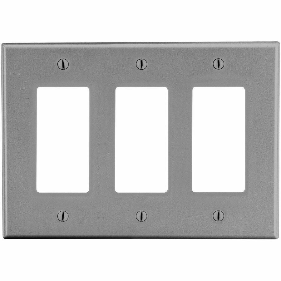 Bryant Wallplate, Mid-Size 3-Gang, 3) Decorator, Gray