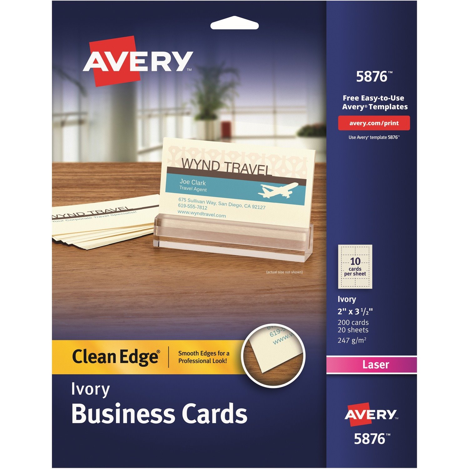 Avery Business Cards, Ivory, True Print(R) Two-Sided Printing, 2" x 3-1/2" , 200 Cards