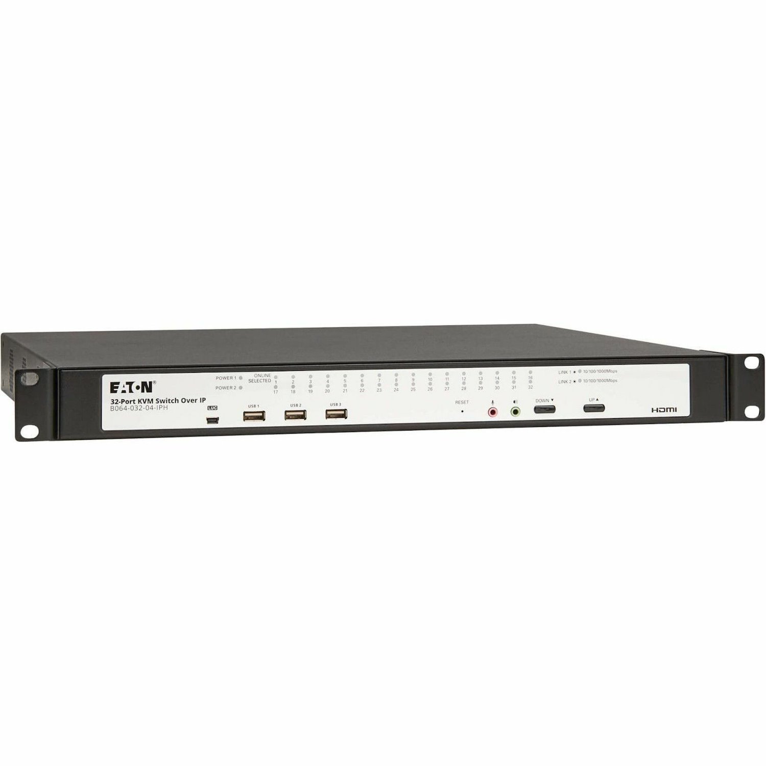 Eaton 32-Port Cat5e KVM over IP Switch - Virtual Media, 3 Remote/1 Local User, HDMI Output, 1U Rack-Mount, TAA