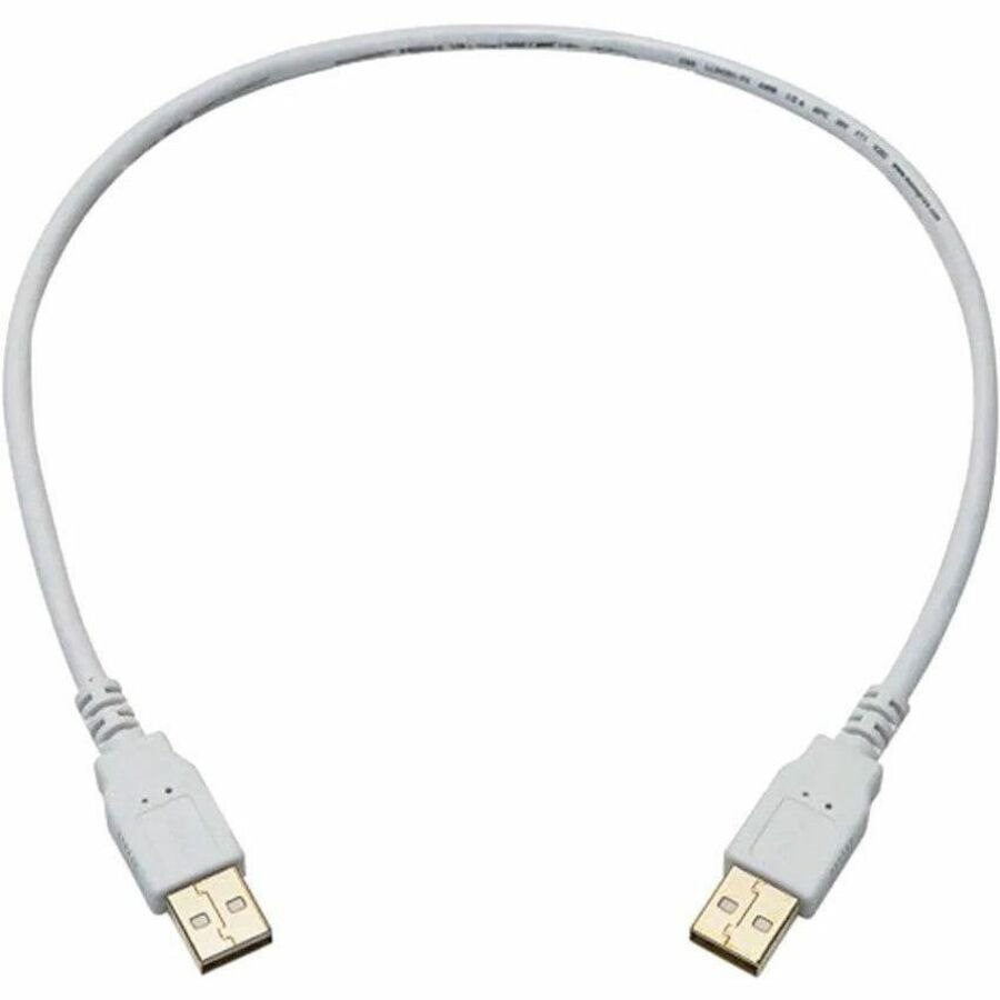 Monoprice USB-A to USB-A 2.0 Cable - 28/24AWG, Gold Plated, White, 1.5ft
