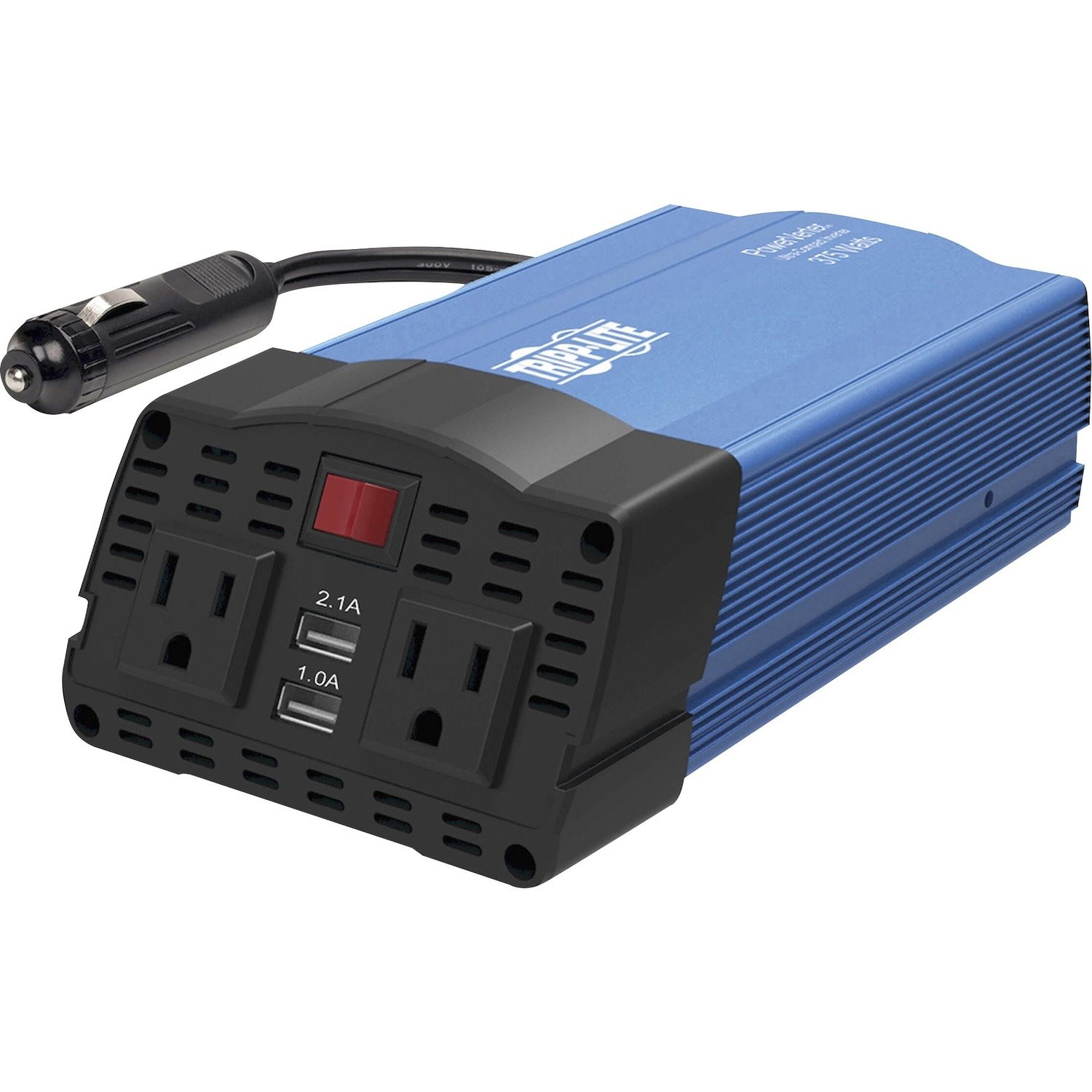 Eaton Tripp Lite Series 375W PowerVerter Ultra-Compact Car Inverter with 2 AC Outlets, 2 USB Charging Ports and Battery Cables