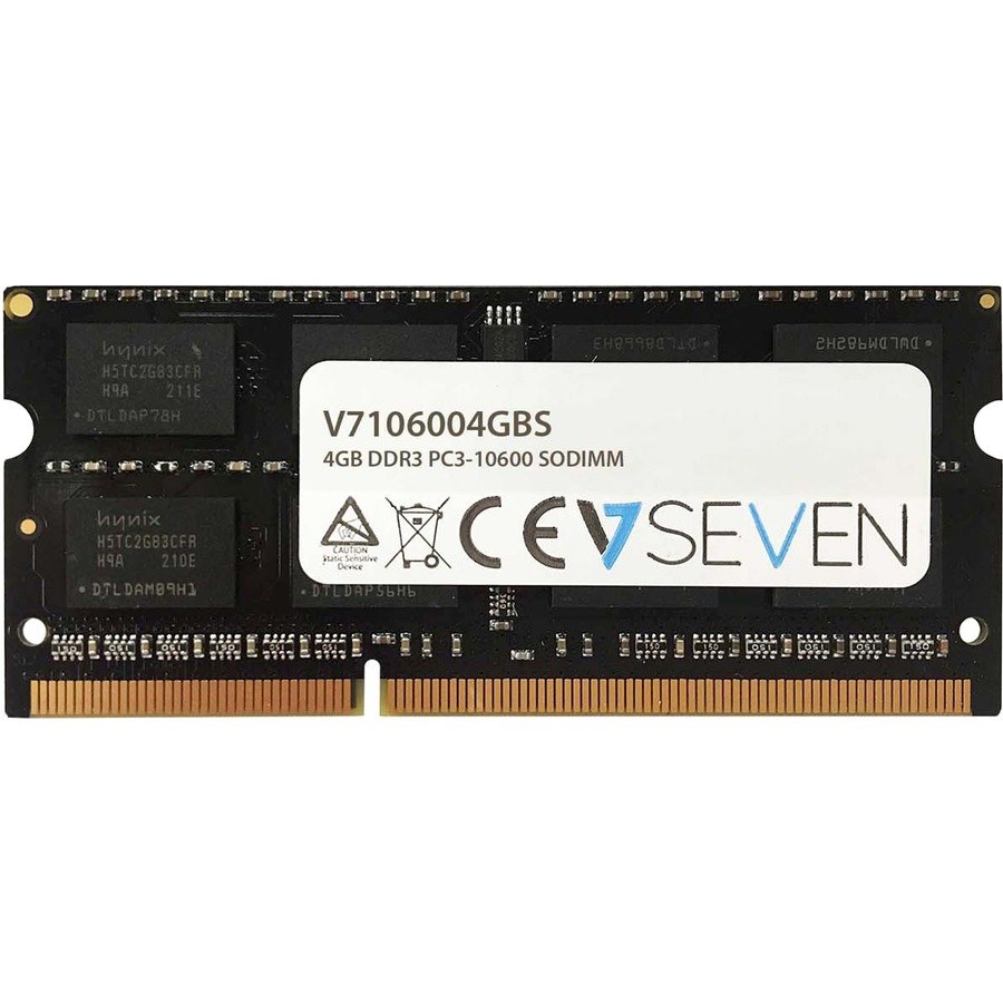 V7 V7106004GBS RAM Module for Notebook - 4 GB - DDR3-1333/PC3-10600 DDR3 SDRAM - 1333 MHz Dual-rank Memory - CL9