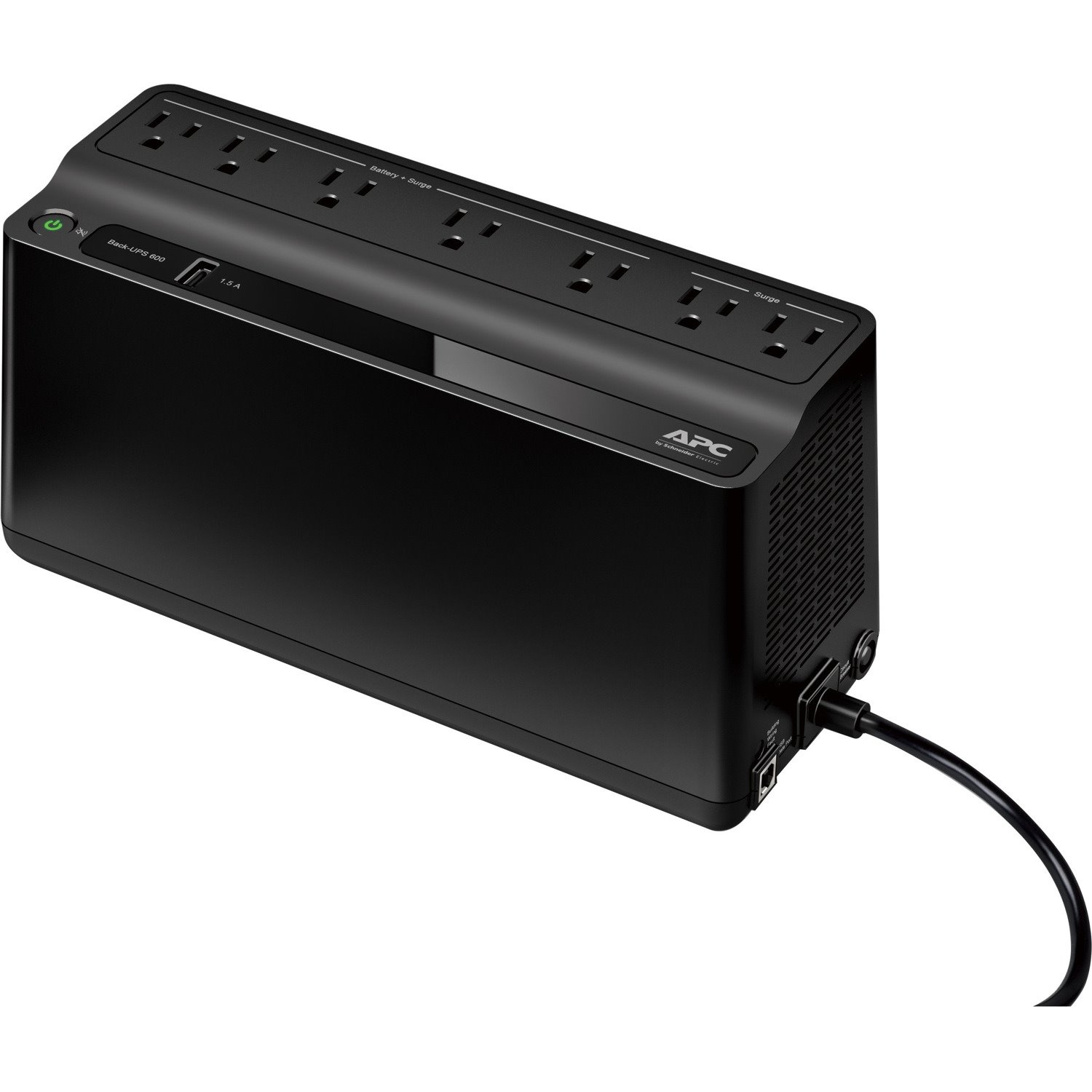 APC Back-UPS 600VA, 120V, 1 USB charging port, 7 NEMA outlets (2 surge)