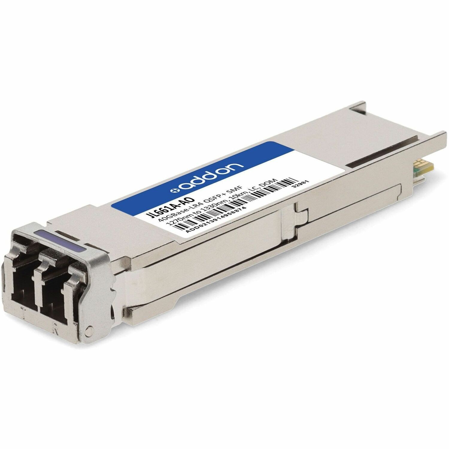 AddOn HP&reg; JL661A Compatible TAA 40GBase-LR4 QSFP+ Transceiver (SMF, 1270nm to 1330nm, 10km, LC, DOM)