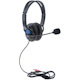 Stereo Headset, Lightweight, adjustable microphone, in-line volume control, padded cloth ear cushions, two 3.5mm jack input plugs, cable 2m, Black, 3 year warranty