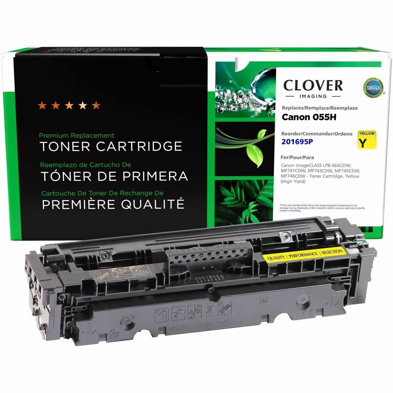 Clover Remanufactured High Yield Yellow Toner Cartridge for Canon 055HY (3017C001)