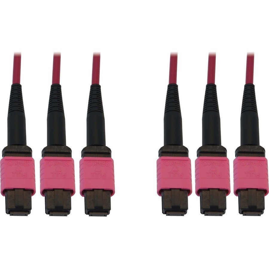 Eaton Tripp Lite Series 40/100/400G Multimode 50/125 OM4 Fiber Optic Cable (3x8F MTP/MPO-PC F/F), LSZH, Magenta, 10 m (32.8 ft.)