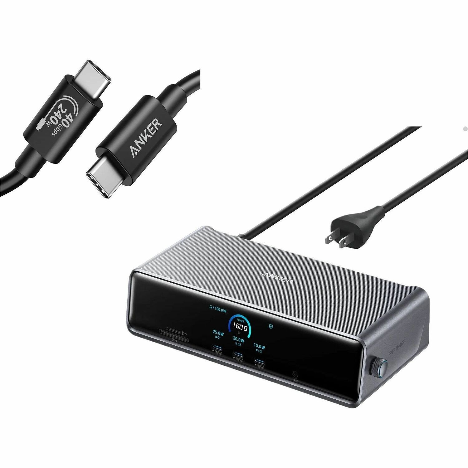 Anker Prime Docking Station With 14-Port Triple Smart Display 140W Max Gray