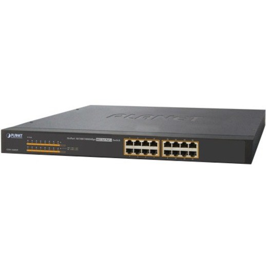 Planet 16-Port 10/100/1000Mbps 802.3at PoE+ Ethernet Switch