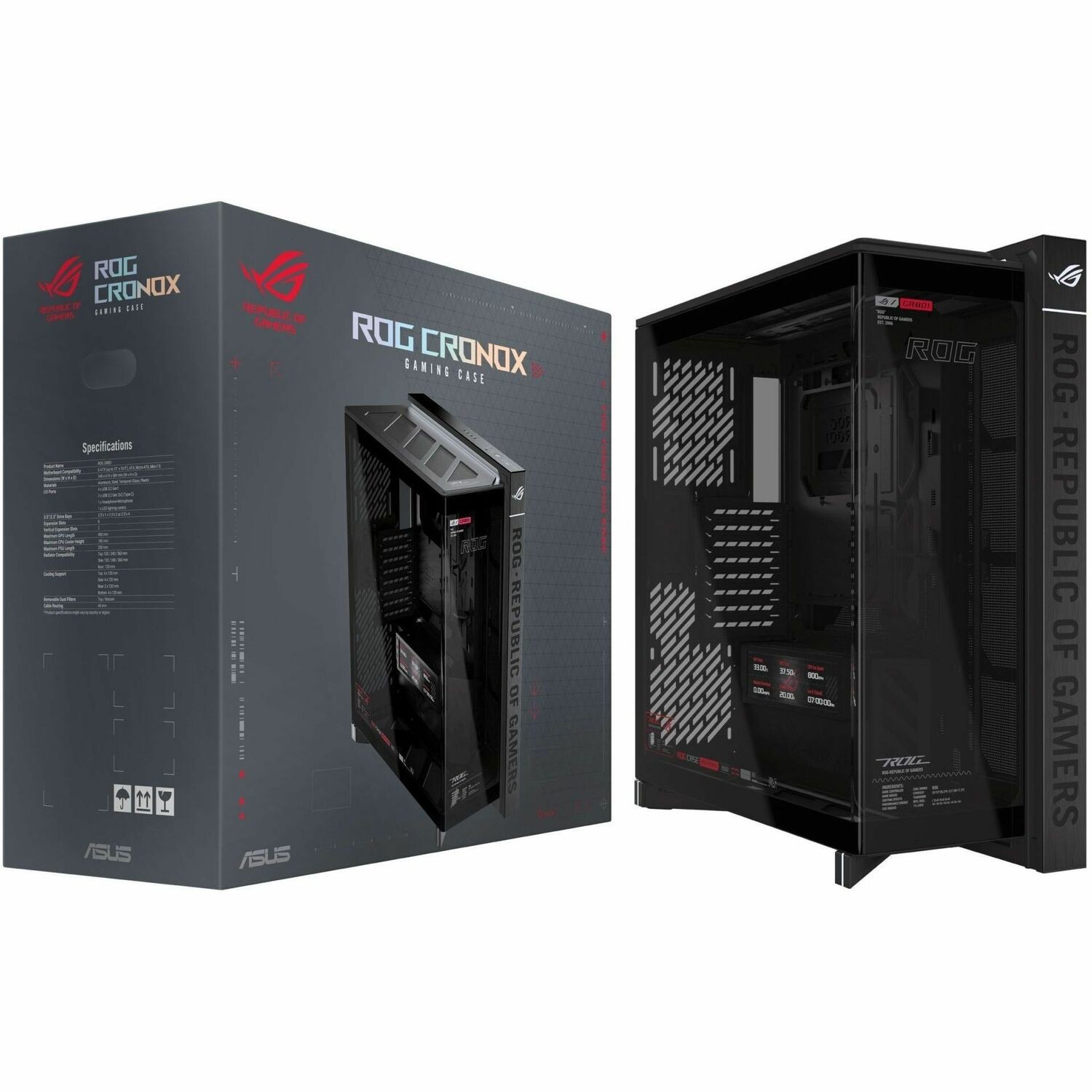 Asus ROG ROG Cronox Gaming Computer Case - EATX, ATX Motherboard Supported - Full-tower - Tempered Glass, Aluminium - Black