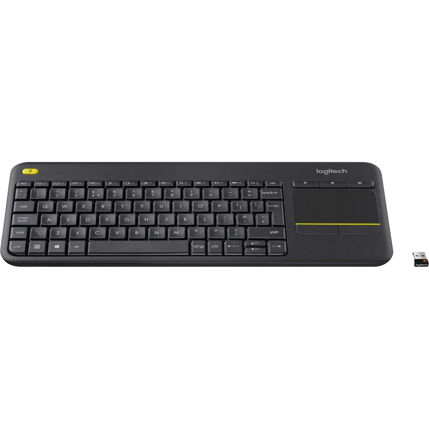 Logitech K400 Keyboard - Wireless Connectivity - USB Interface - TouchPad - Turkish - QWERTY Layout - Black
