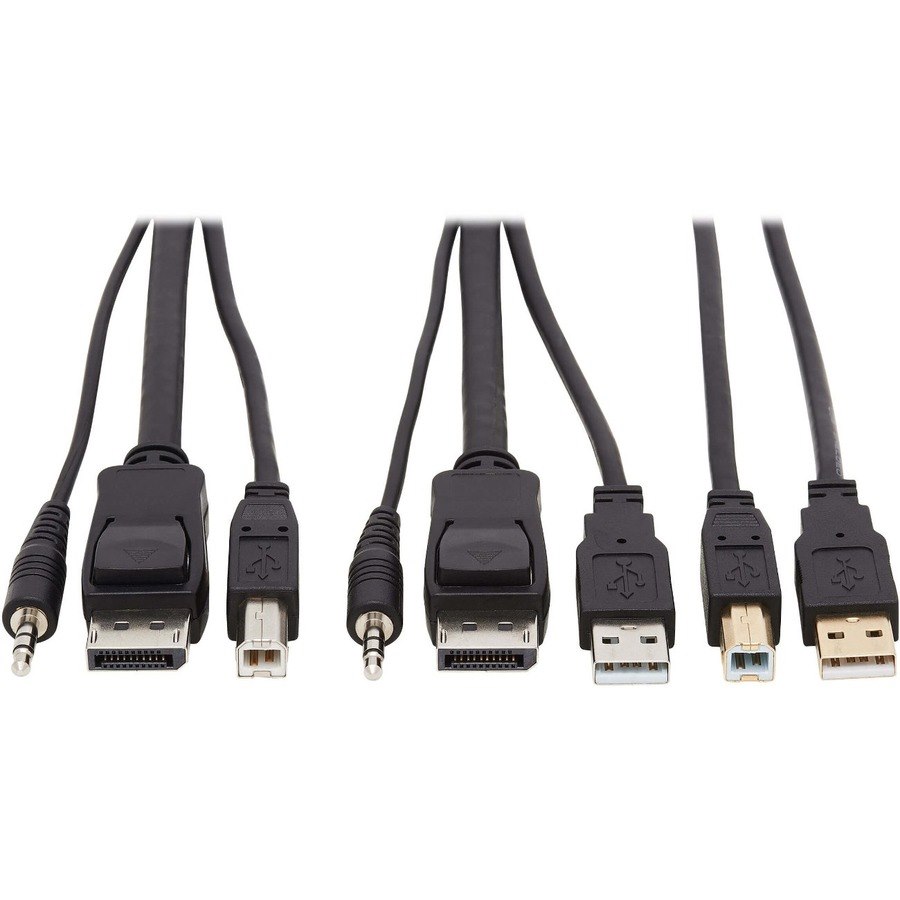 Eaton Tripp Lite Series DisplayPort KVM Cable Kit - DP, USB, 3.5 mm Audio (3xM/3xM) + USB (M/M), 4K, 4:4:4, 6 ft. (1.83 m), Black