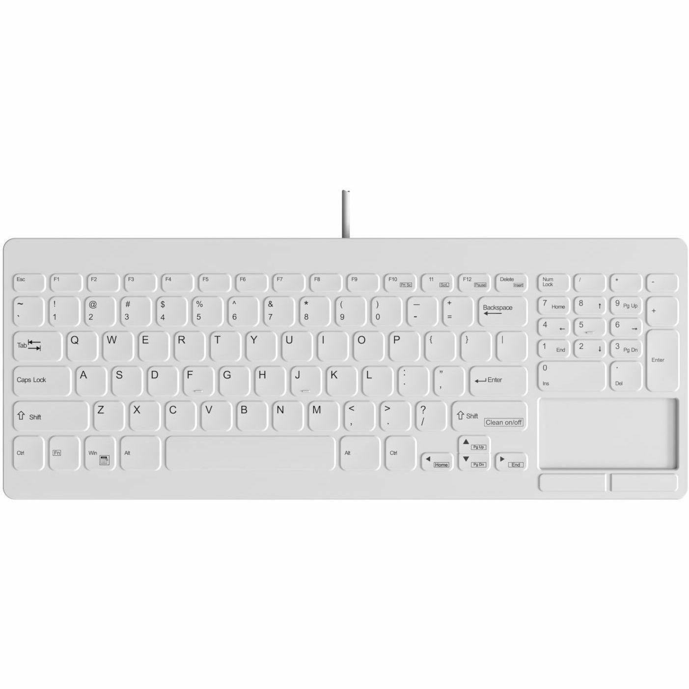 TG3 Electronics White 95 Key Low Profile Washable Usb Touchpad